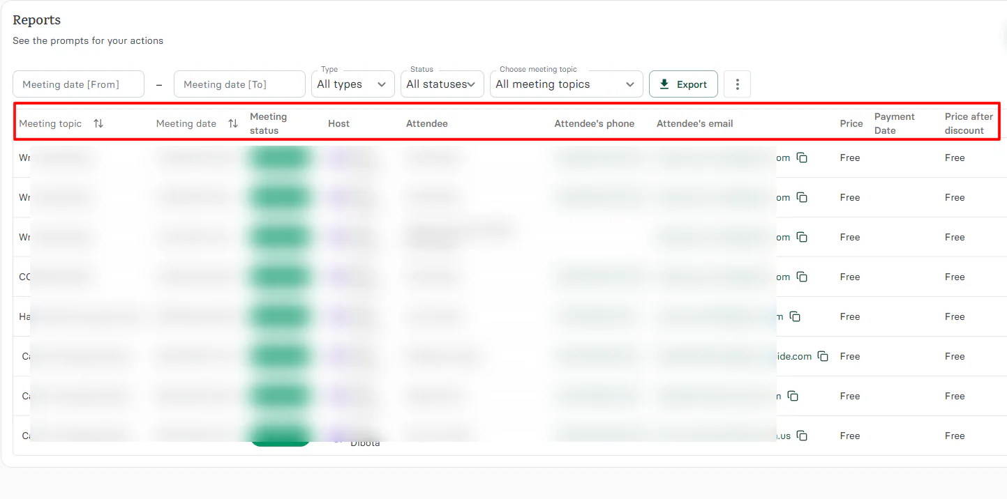 Now, reports are everything for lawyers. You can see appointment dates, statuses, hosts, and attendees