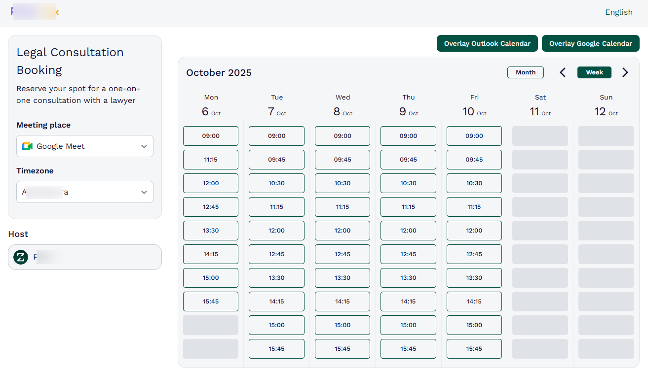This is what your booking page will look like in case you've followed the process