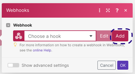 Create webhook and copy URL