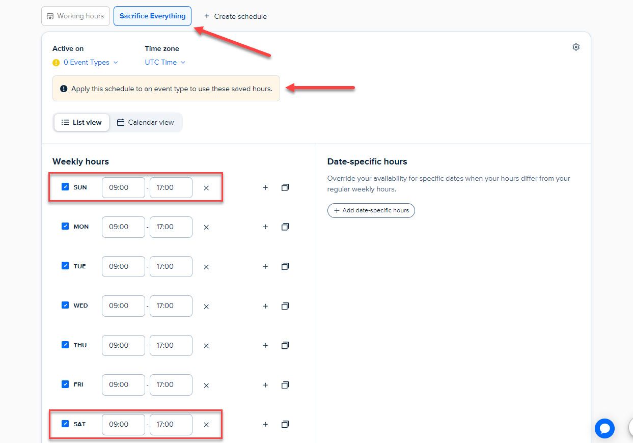Set Availability in Calendly