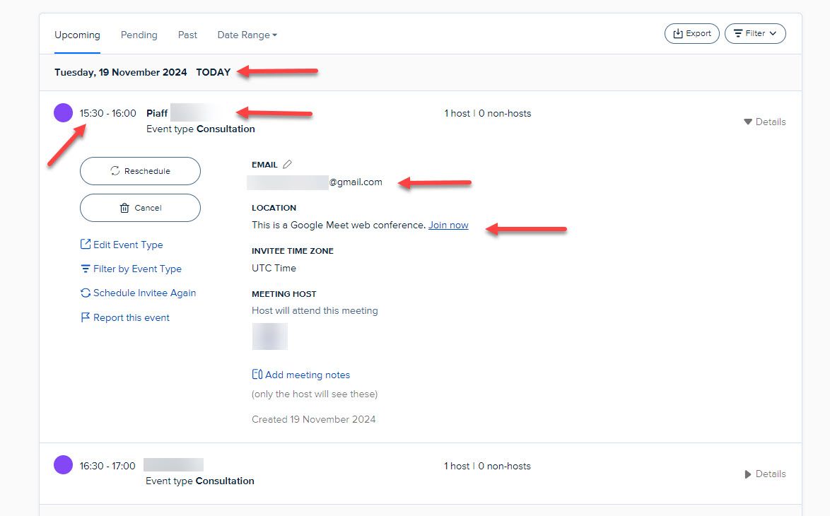 View Meeting Details in Calendly