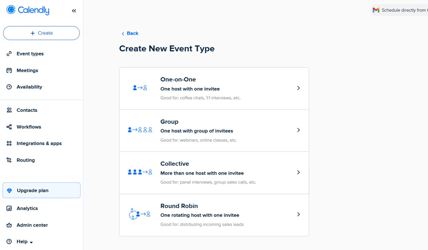 Meeting Scheduling Page Options in Calendly