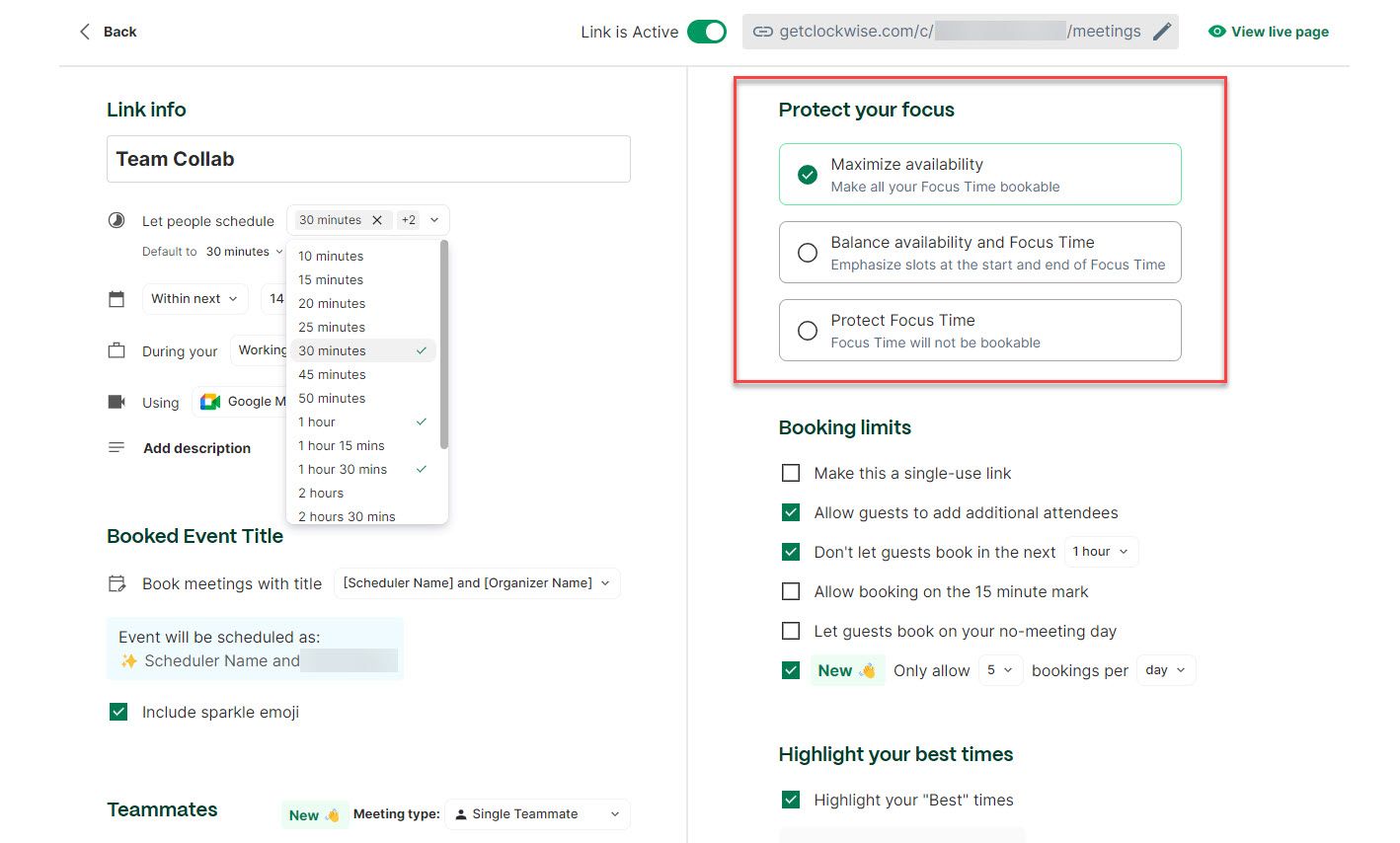 Customize Booking Page in Meeting Scheduler Software