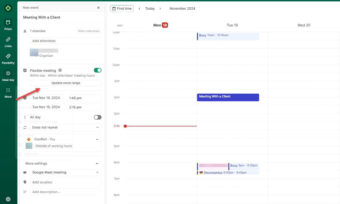 Set Flexible Meeting in Clockwise