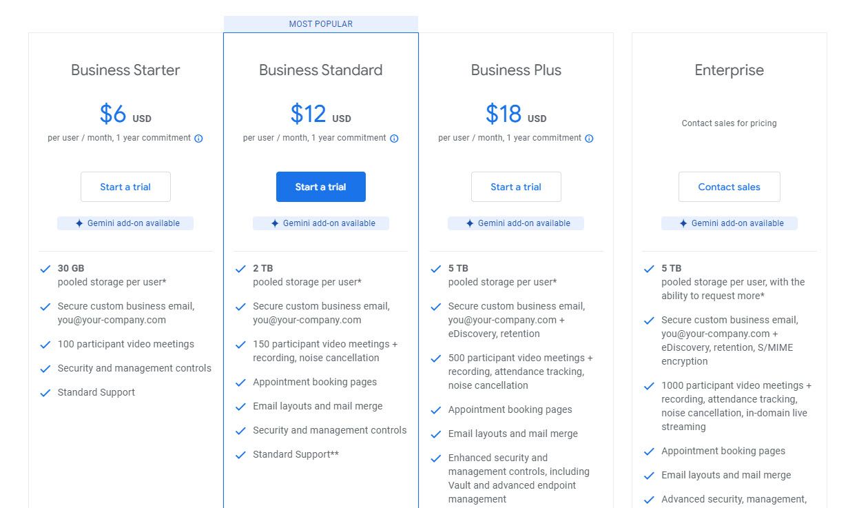 Google Calendar Pricing Plans