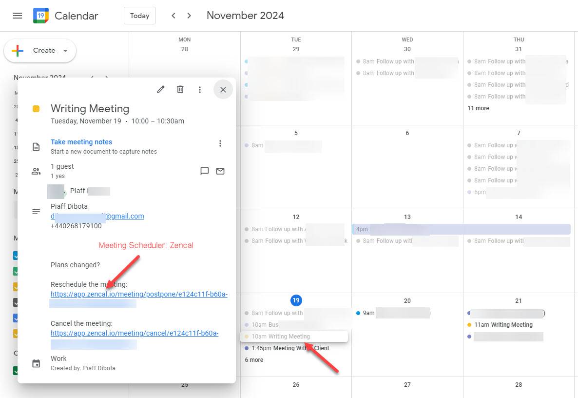 Scheduled Meeting Via a Meeting Scheduler