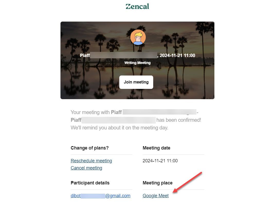 Meeting Notification from Zencal