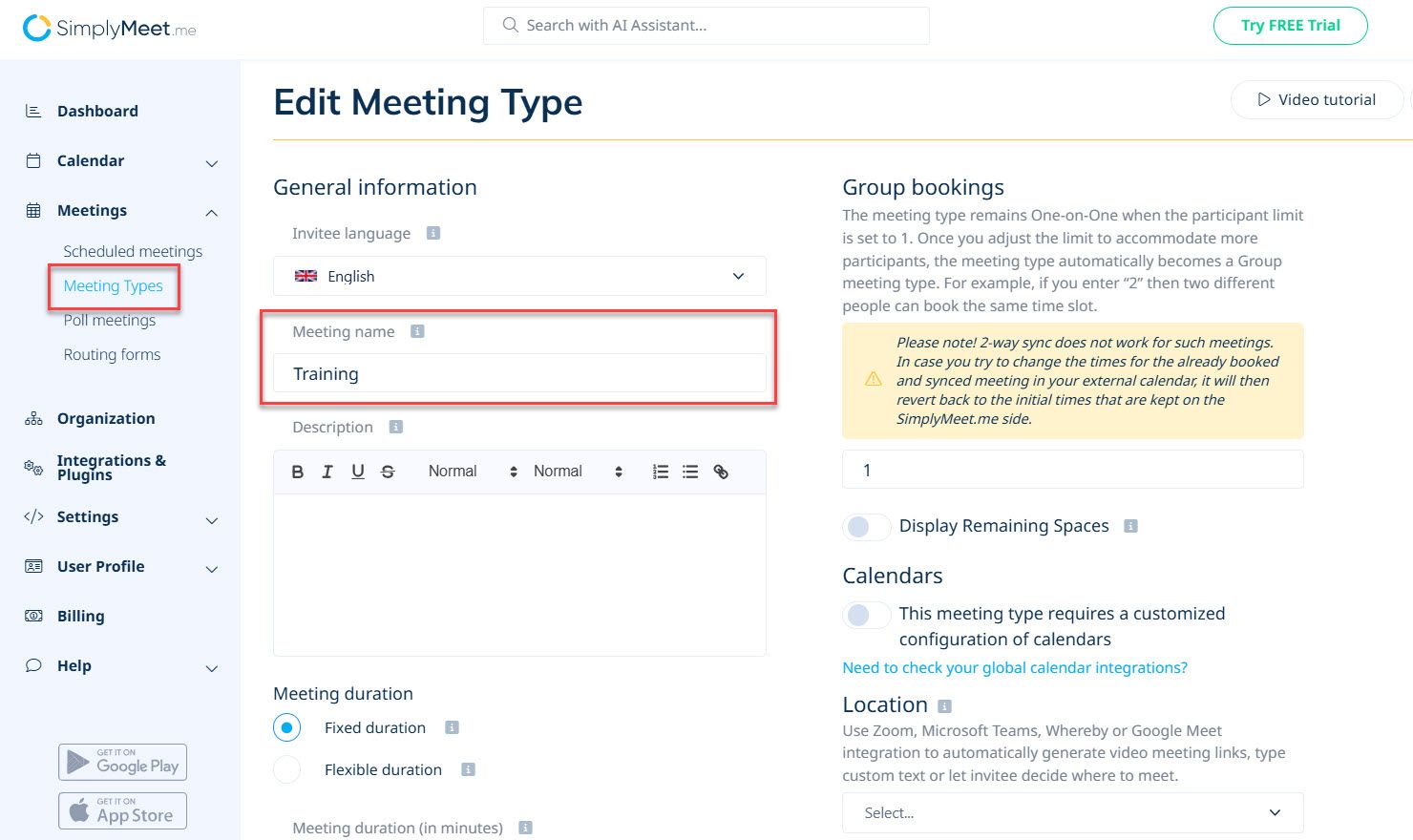Create a Booking Page in Simply Meet
