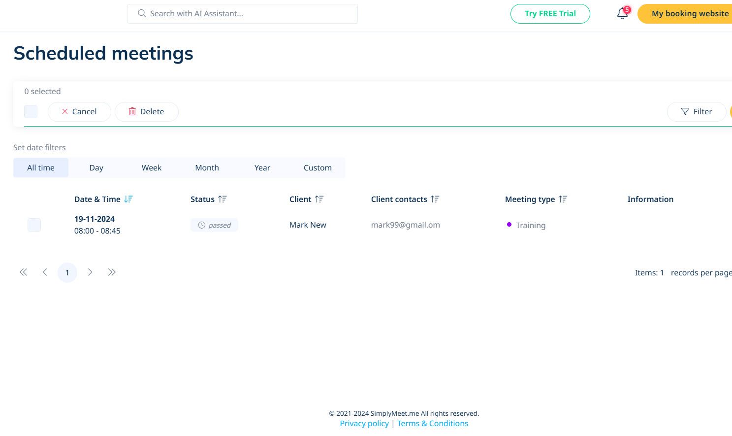 View Scheduled Meetings in Simply Meet