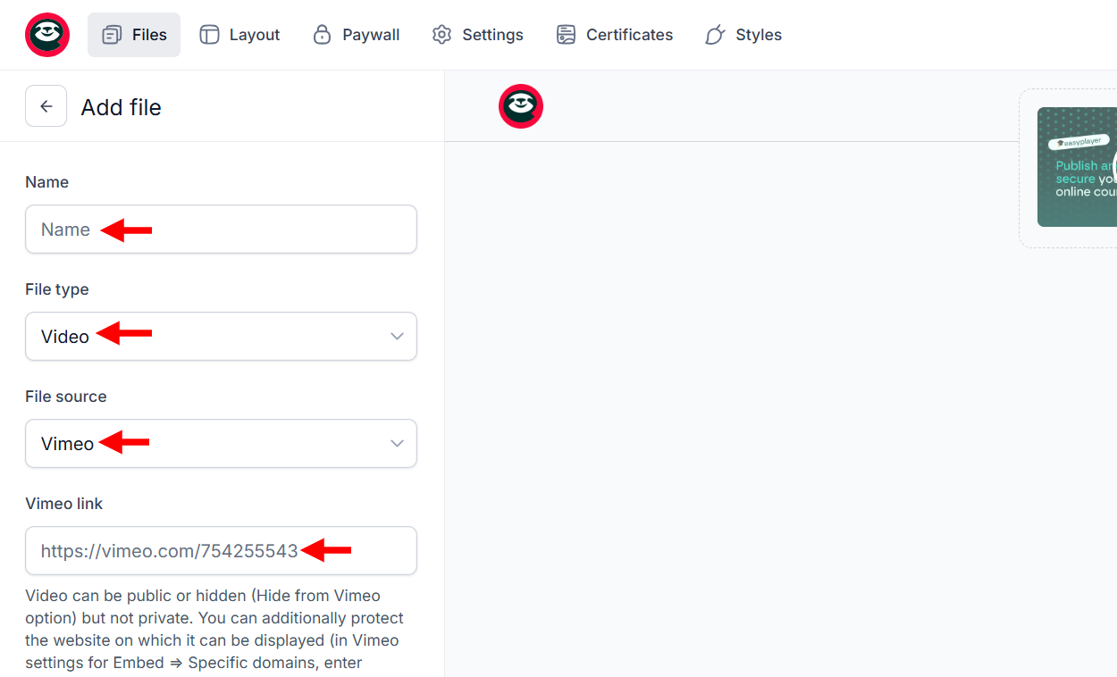 It allows you to upload lessons, add videos or files, and organise content into modules for your students