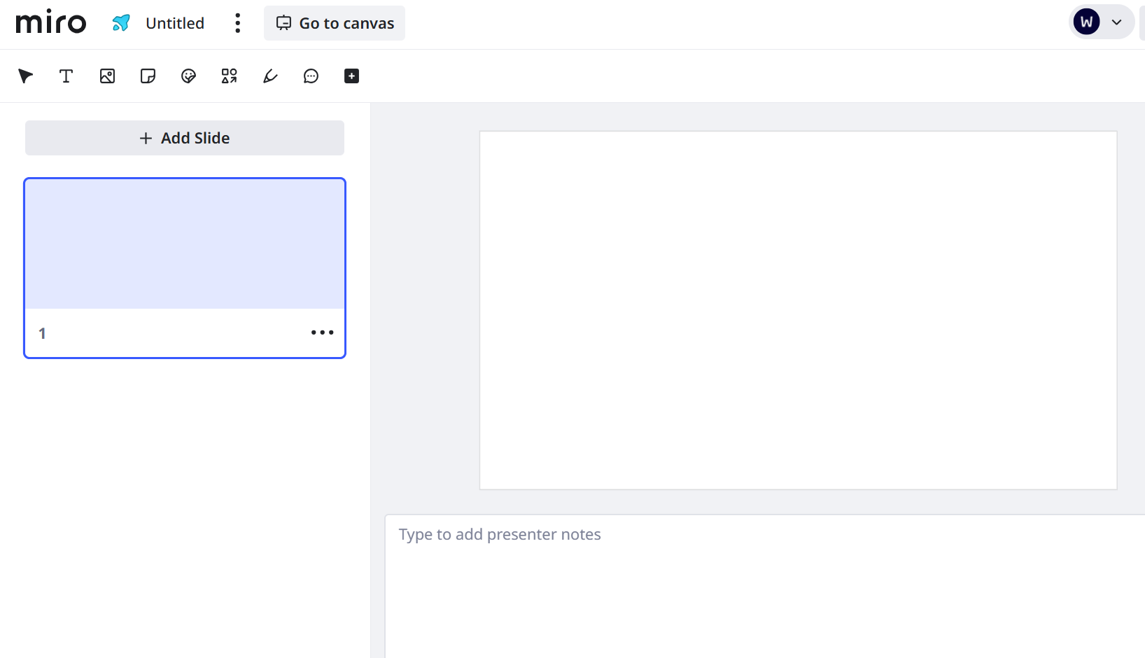 Some slides allow you to present whiteboards, where you can select frames from a board, enable the presentation