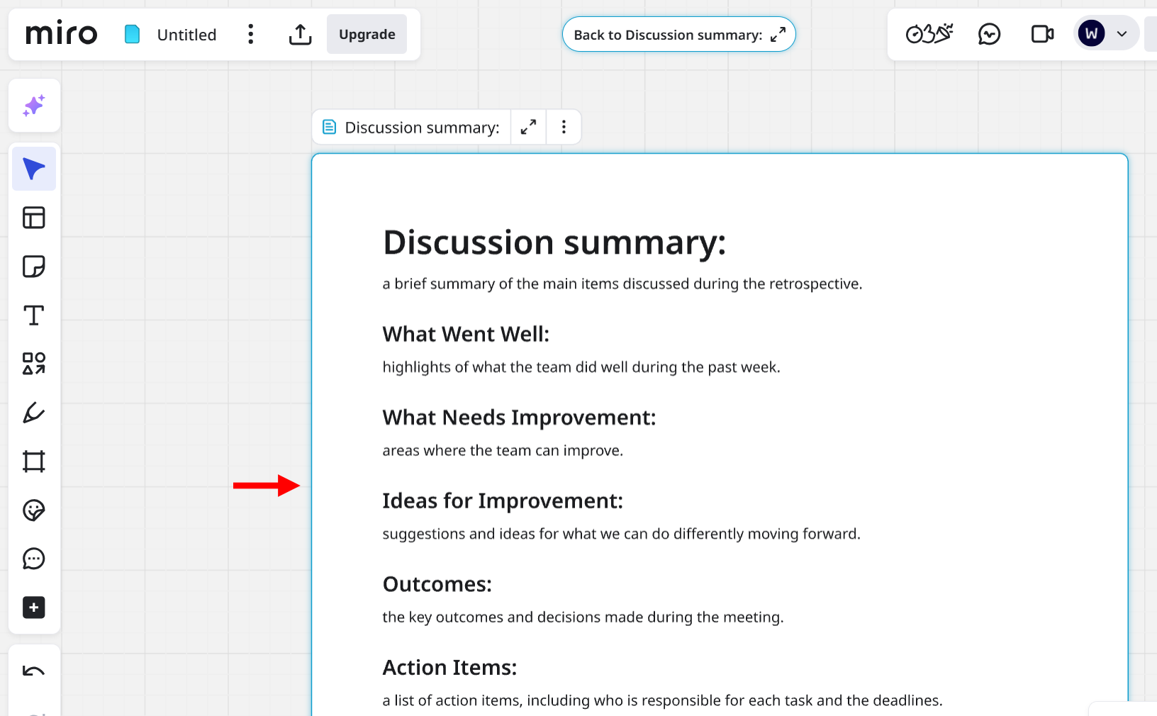 After creating the document and its content, you can also add it to your board to keep visuals and written content connected