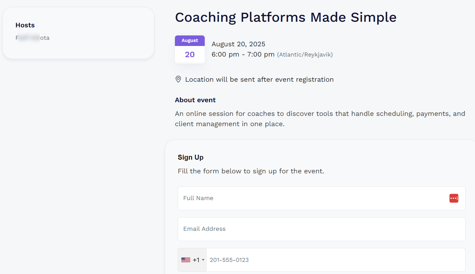 This is how your events registration page should look