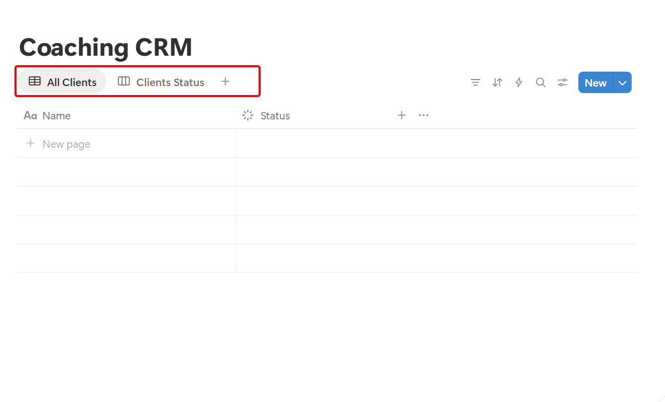You should be able to view tables for all clients and a board view for clients' statuses