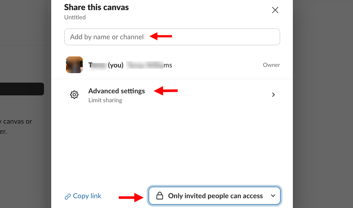 After creating, you can share the canvas
