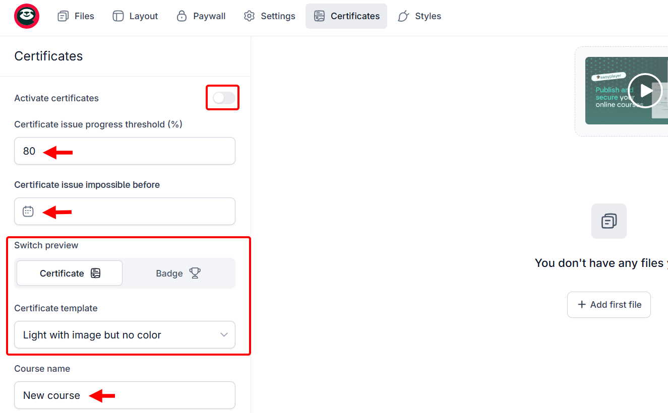 Moreover, you can add a certificate to the course