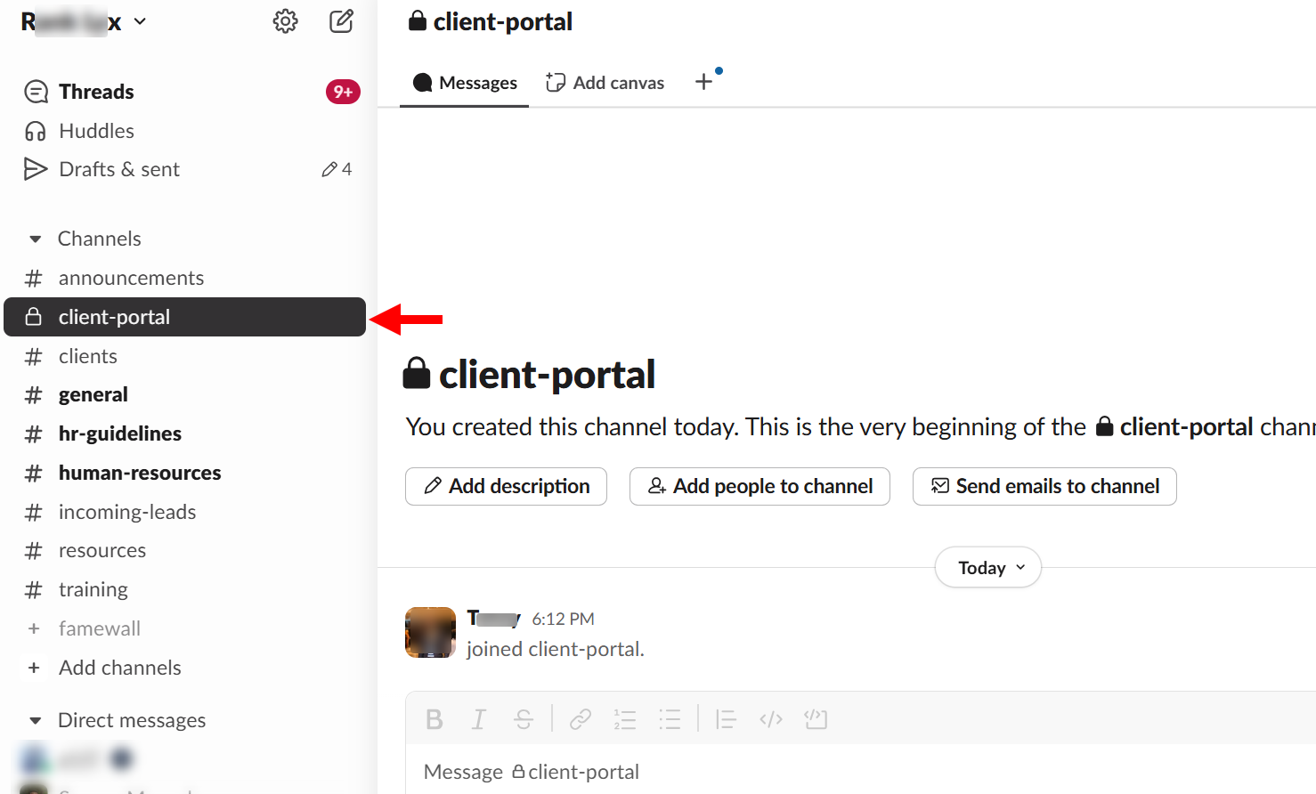 When you save your new channel, it becomes part of the list of existing channels