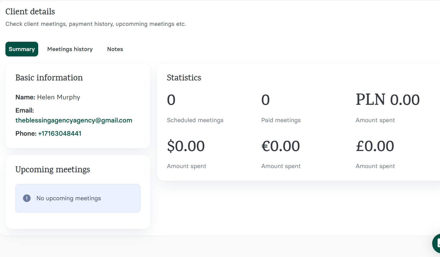 Beyond that, Zencal allows you to connect your calendar, track client details, and provide summaries after meetings