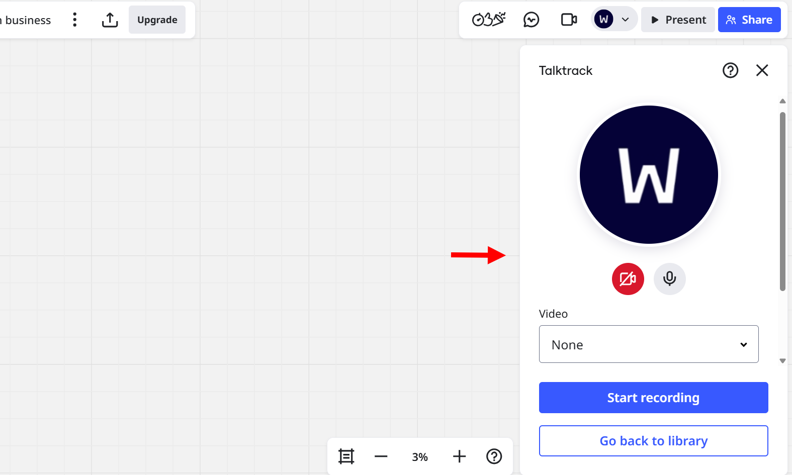 You simply access the talktrack, enable its mic and camera access, navigate the board frame by frame