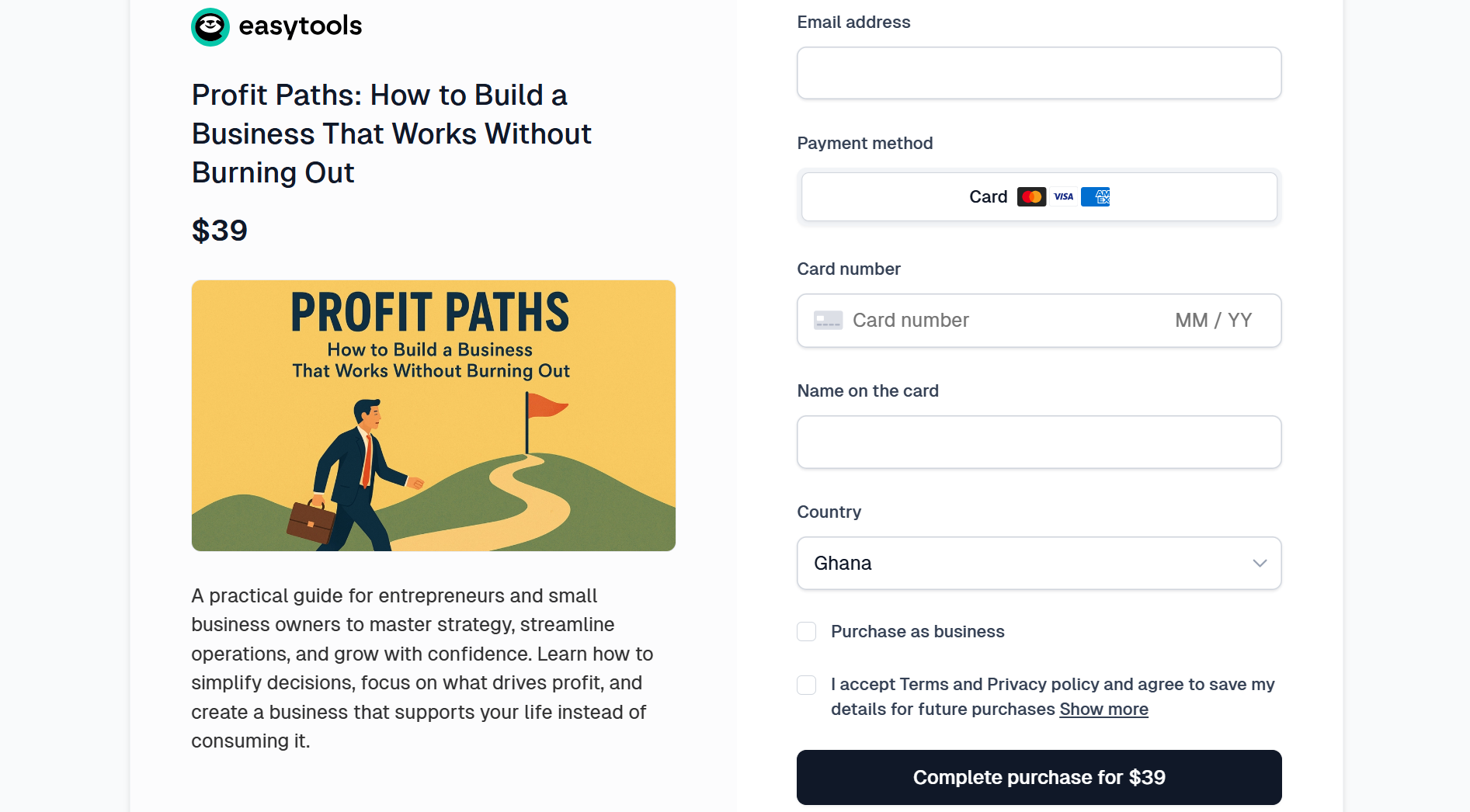Your ebook product storefront should look like this when published