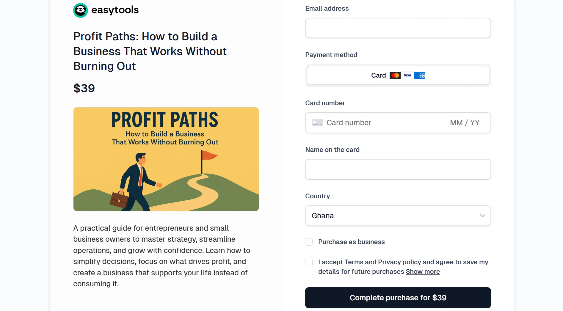 Your ebook product storefront should look like this when published