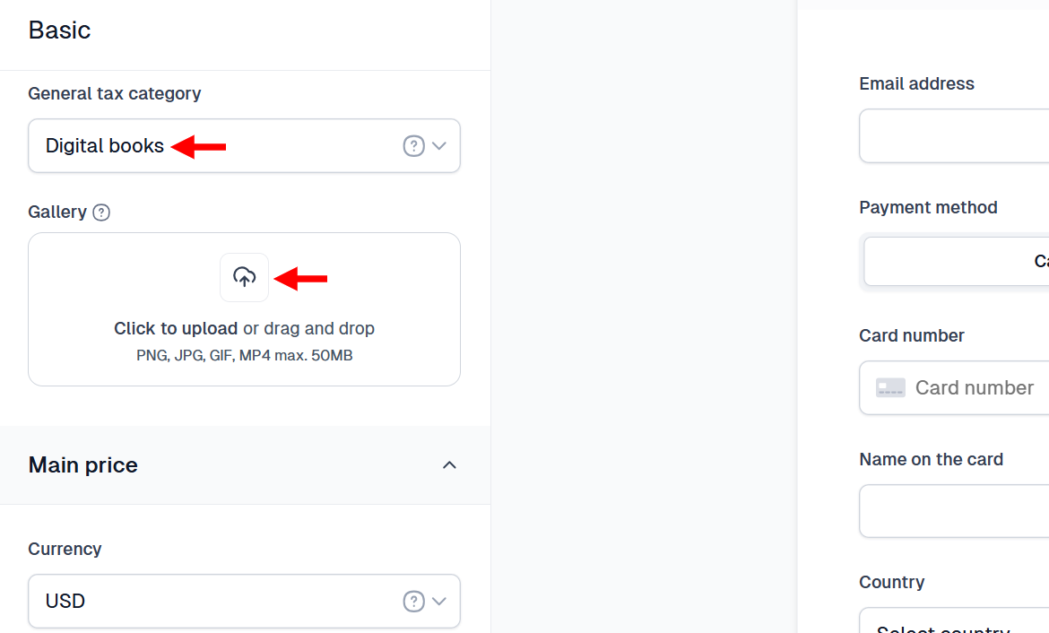Moving on, select the product category and upload its images for the storefront gallery