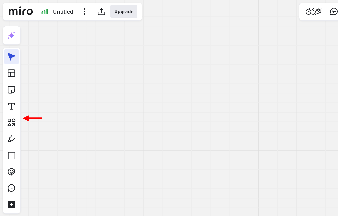 This opens the blank whiteboard, which you can start building your flow with the elements on the toolbar