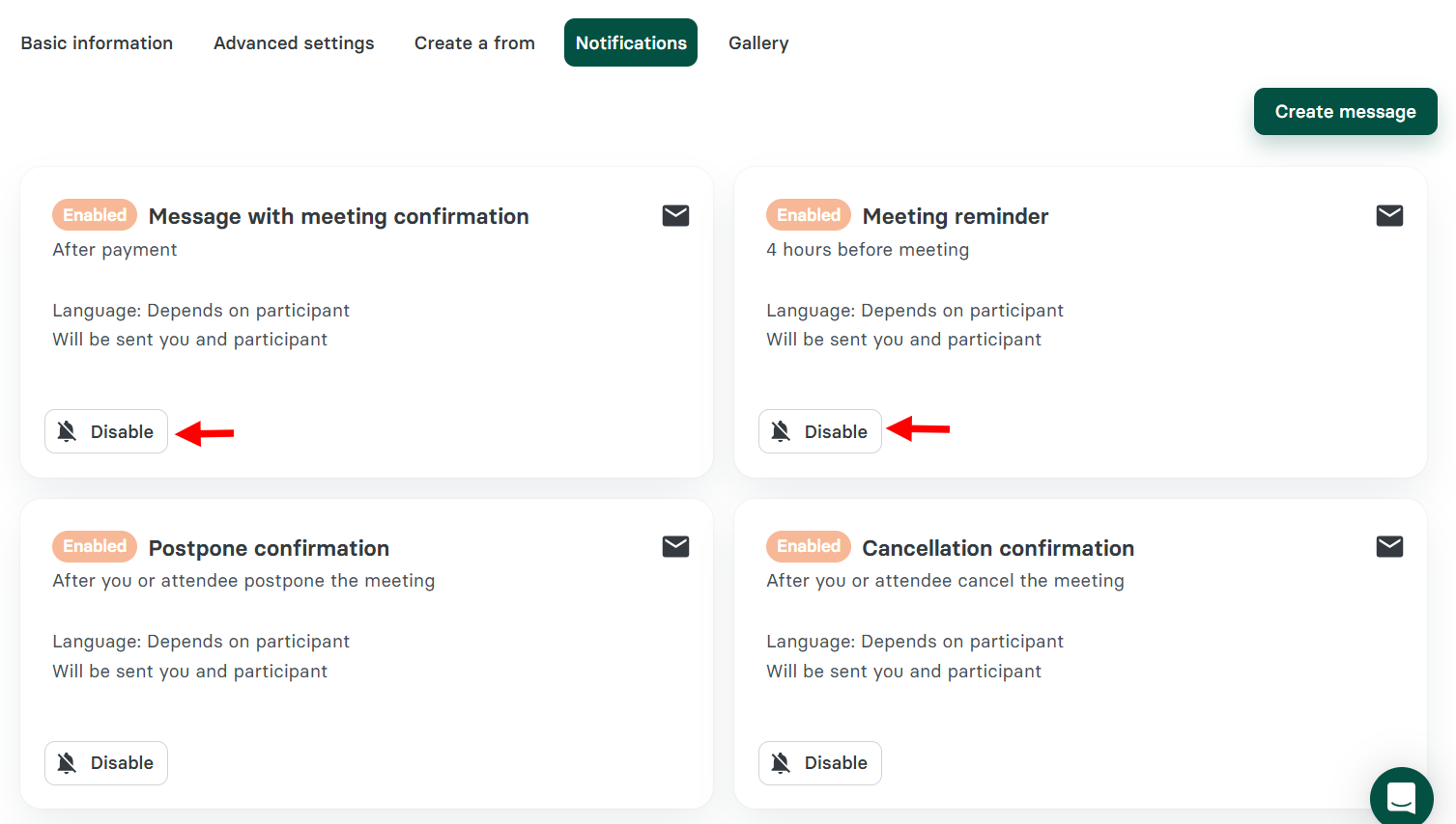 There are other tabs, such as notifications, where you can enable alerts for meeting reminders, meeting confirmations