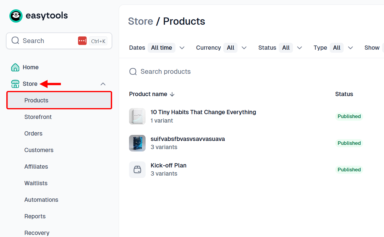 Let me show you how to create an e-book product to sell to customers as a one-time purchase at a fixed price