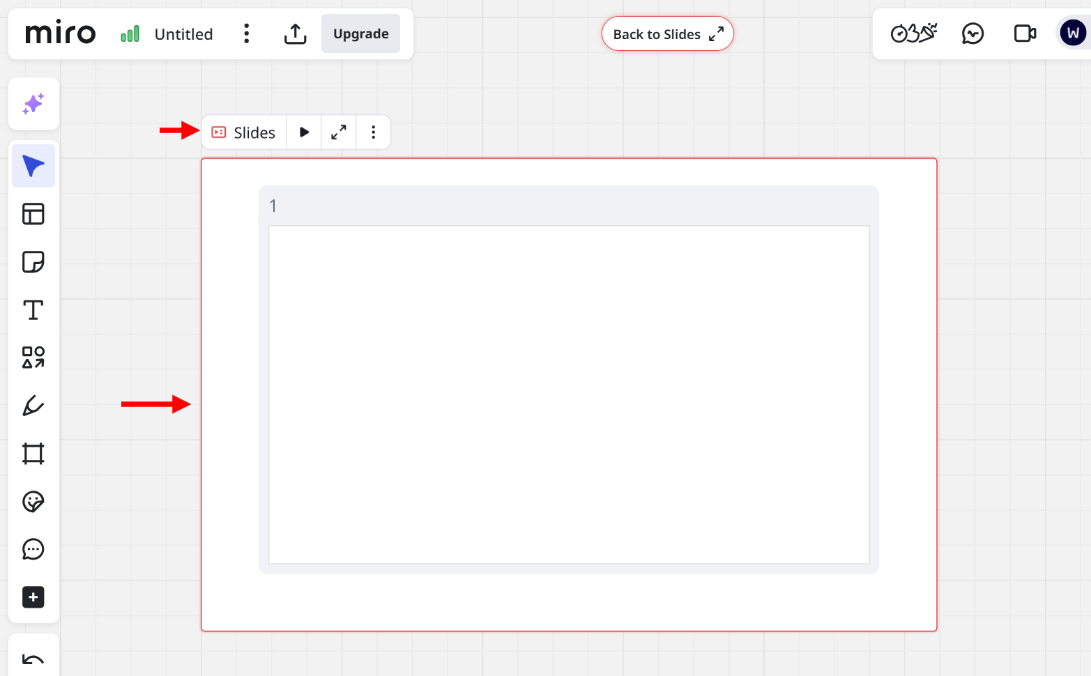 Similar to the document feature, you can add the slides you created to your board to keep visuals and presentation content