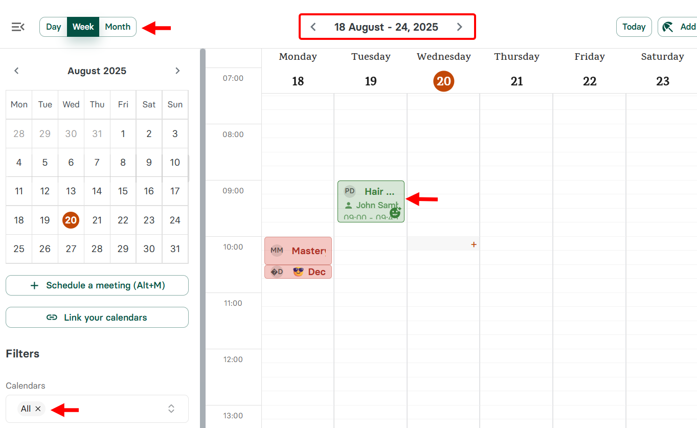 Zencal provides a clear view of all upcoming coaching sessions, events, and bookings in one place