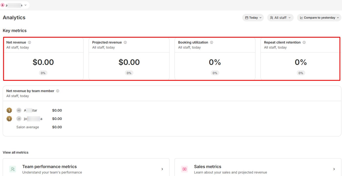 Salon software screenshot