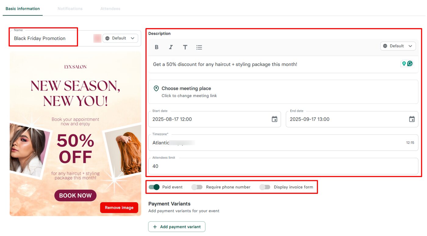 Salon software screenshot
