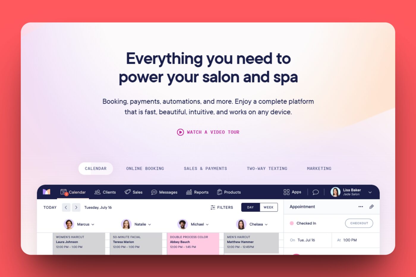 Salon software screenshot