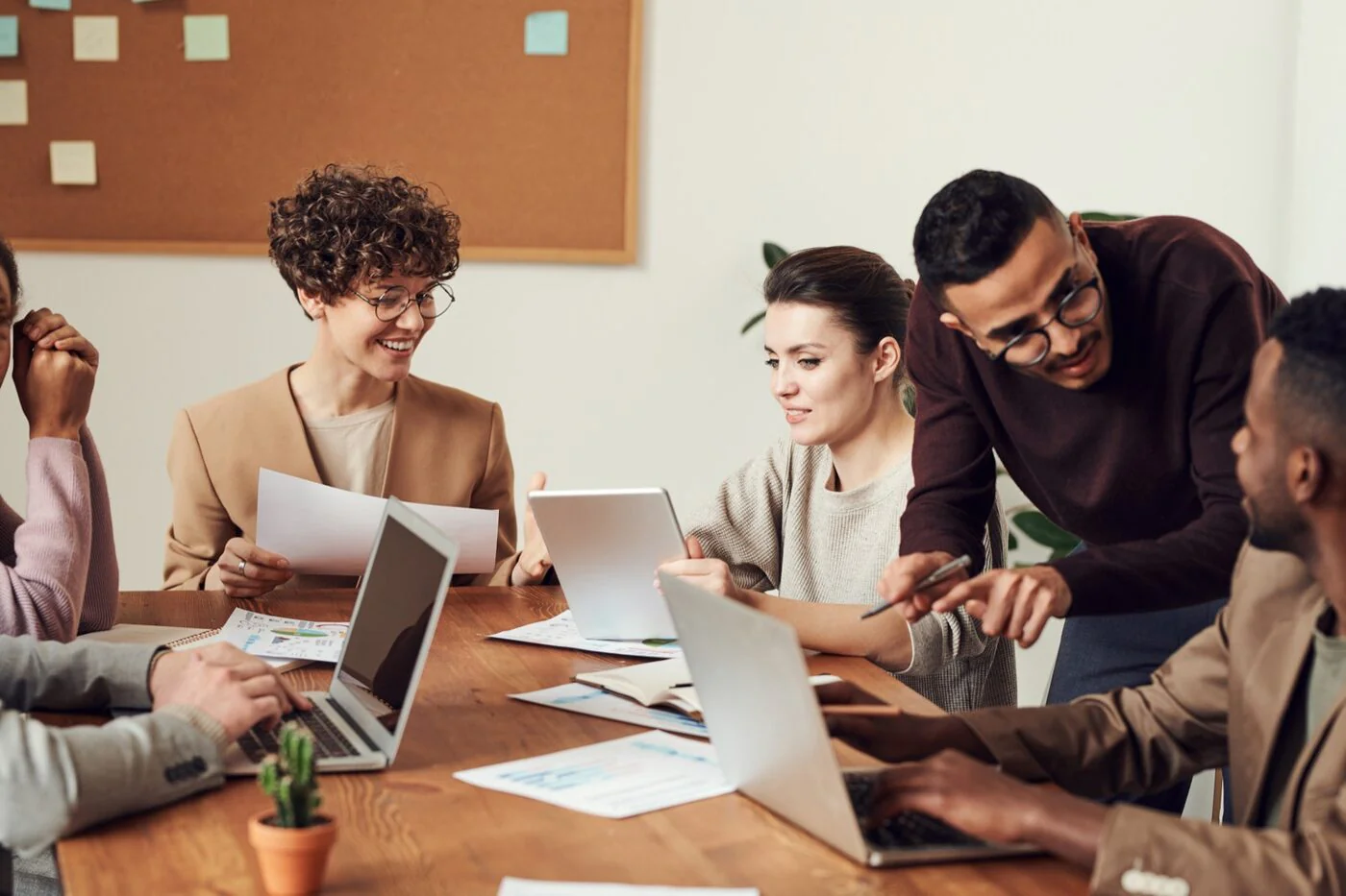 Team collaborating in a meeting